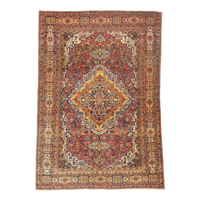 Antique Persian Mohtasham Kashan Rug 4'6'' X 6'6'' For Sale