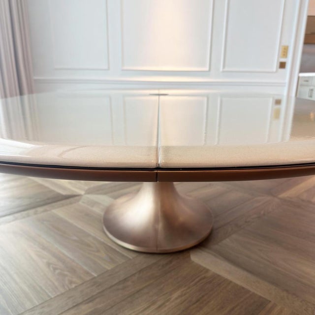 Brown Oval Pyrolave and Bronze Pedestal Dining Table, by Giorgetti, Italy 2018 For Sale - Image 8 of 12