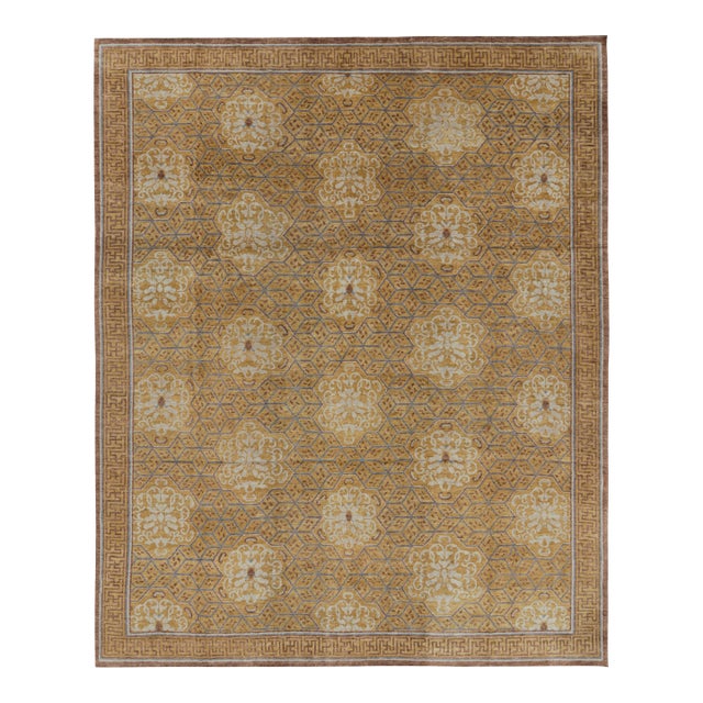 Rug and Kilim’s Burano Rug in Beige-Brown With Geometric Patterns For Sale
