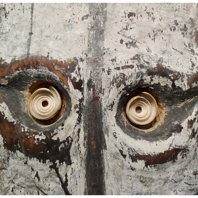 Wood 19th Century Antique Oceanic Tribal Mask W/Long Nose & Tongue For Sale - Image 7 of 11