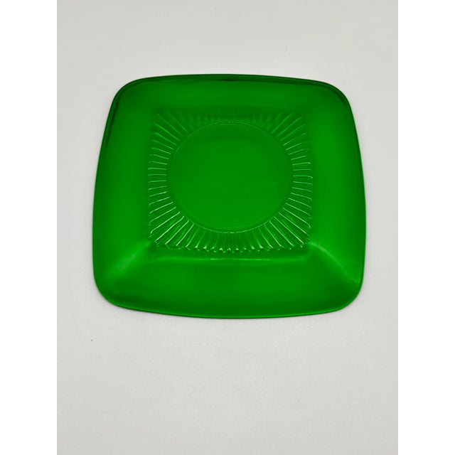 Vintage Anchor Hocking Forest Green "Charm" Pattern Luncheon Plates, Setting Set of 3, 1950s For Sale In Portland, ME - Image 6 of 15