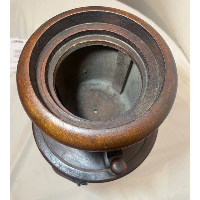 Rare Antique Handmade Art Deco Wood Smoking Cushman Smoker Floor Stand Ashtray For Sale - Image 11 of 14