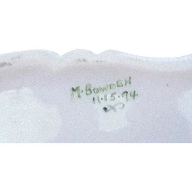 Vintage Signed Porcelain Cornflower Vase For Sale - Image 4 of 5