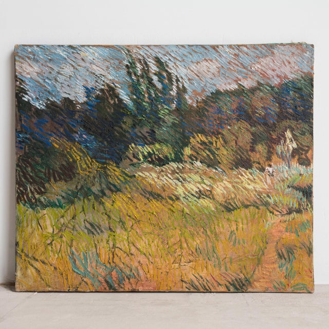 Textile Vintage Expressionist Landscape, Original Oil Painting by Leonard Bennetts, C. 1970s For Sale - Image 7 of 14