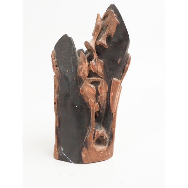 Vintage early 20th century handcarved wood brush or pen holder. Artist carved their name "Walker" along base, overall...