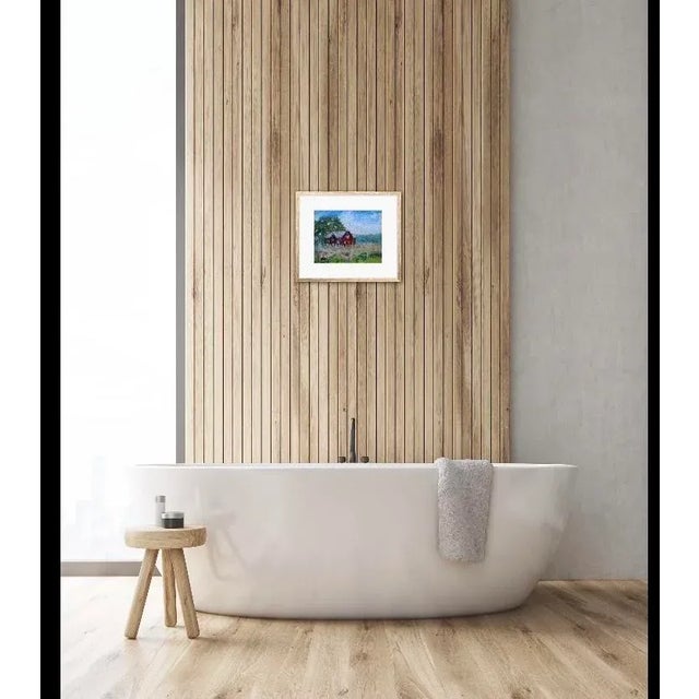 Contemporary Brown Shake House, Contemporary Landscape Oil Painting For Sale - Image 3 of 7