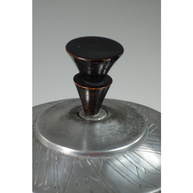 Futurist Metal and Black Wood Urn Vase, 1920s For Sale - Image 6 of 10