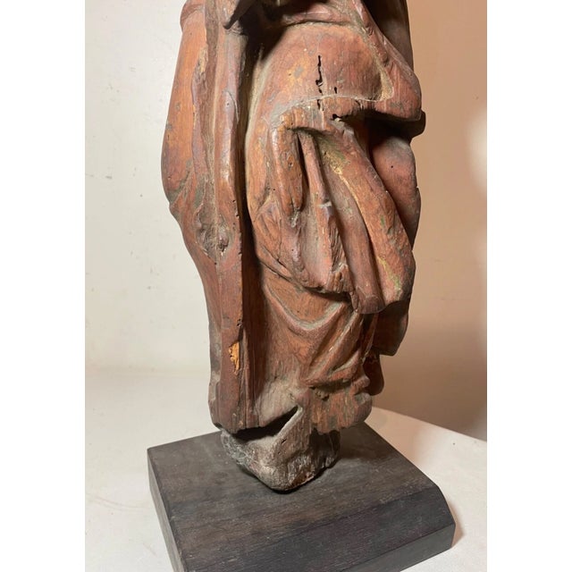 Large Antique 1600's Hand Carved Wood Religious Jesus Crucifix Saint Sculpture For Sale - Image 9 of 16
