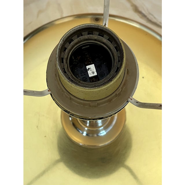 Large Vintage Hollywood Regency Ceramic Lamp with Beige Onyx Effect and Gilded Brass from Faïencerie De Bruyn, 1970s For Sale - Image 6 of 10