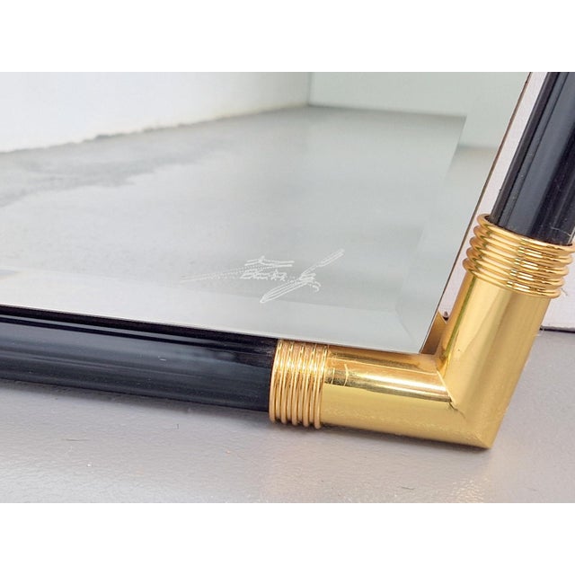 Modern Black Lacquer Metal Triangle Mirror, 1970s For Sale - Image 12 of 14