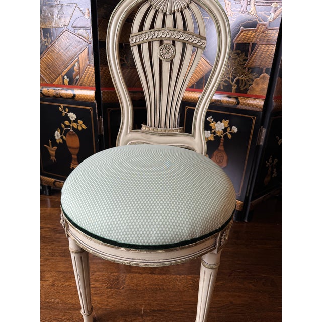 Vintage Louis XVI Montgolfier Painted Chair For Sale - Image 4 of 8