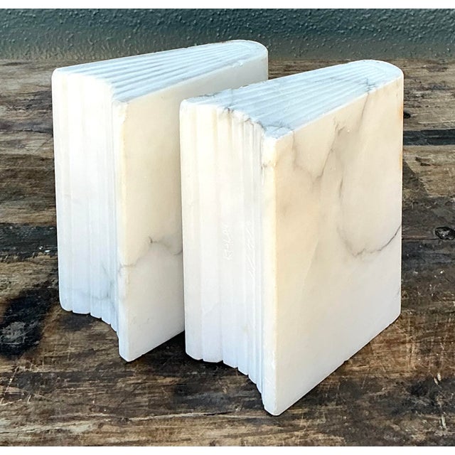 Stone Vintage Carved Marble Book Ends - Set of 2 For Sale - Image 7 of 12