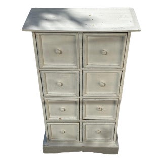Small Antique Workshop Cabinet with 8 Drawers in Painted Wood, 1950s For Sale
