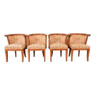 Harold Schwartz for Romweber Mid-Century Modern Sculpted Oak Dining Armchairs, Set of Four For Sale
