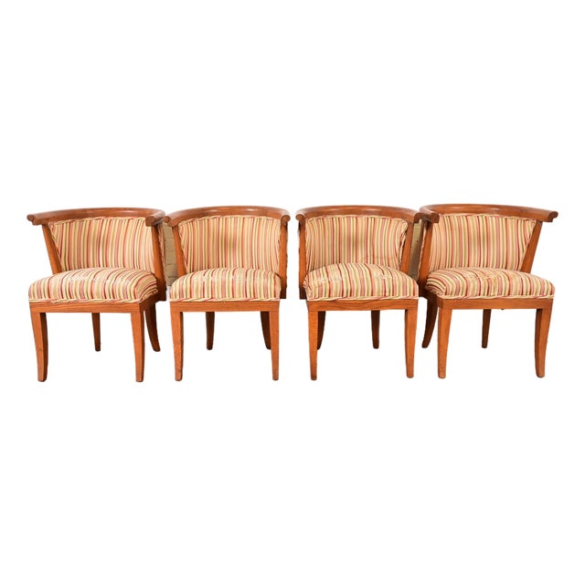 Harold Schwartz for Romweber Mid-Century Modern Sculpted Oak Dining Armchairs, Set of Four For Sale