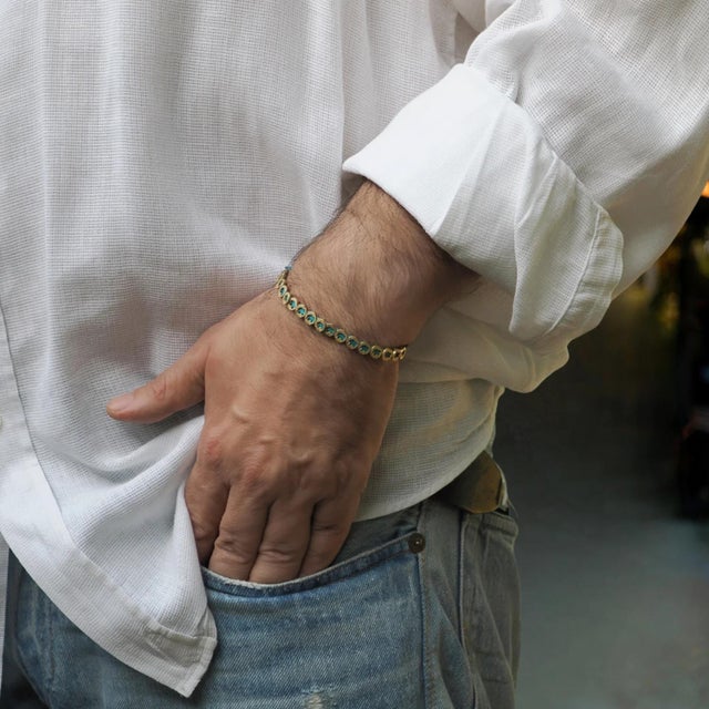 Contemporary Lucky Elephant Turquoise Woven Unisex String Bracelet For Sale - Image 3 of 9