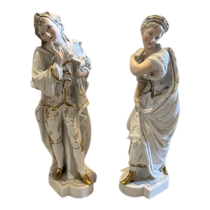 Pair of Cross Sword Hallmark Kalk Porcelain German Figurine Man & Woman