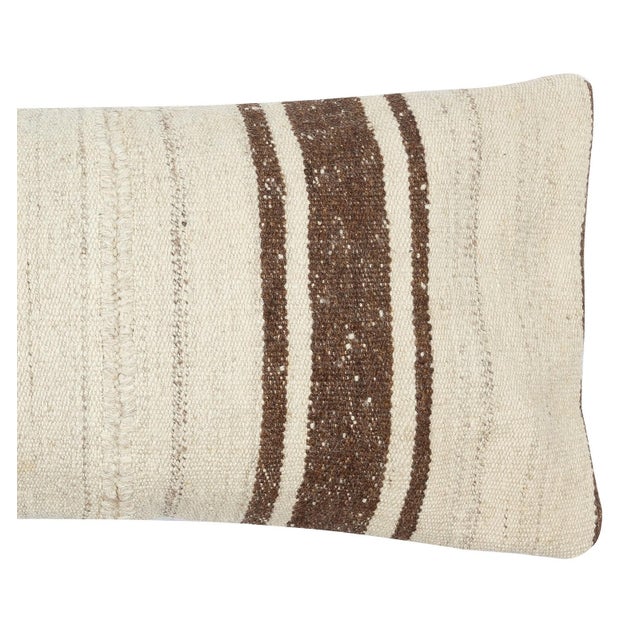 Traditional 14"x28" Vintage Kilim Cushion Cover. Hemp Throw Pillow. Lumbar Pillow Cover For Sale - Image 3 of 4