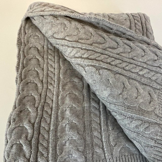 Contemporary Gray Cable Knit Throw. Chairish