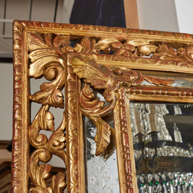 Elaborate Gilded and Etched Stepped Mirror For Sale - Image 4 of 7