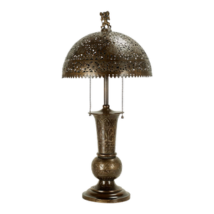 Antique Moroccan Pierced Brass Table Lamp