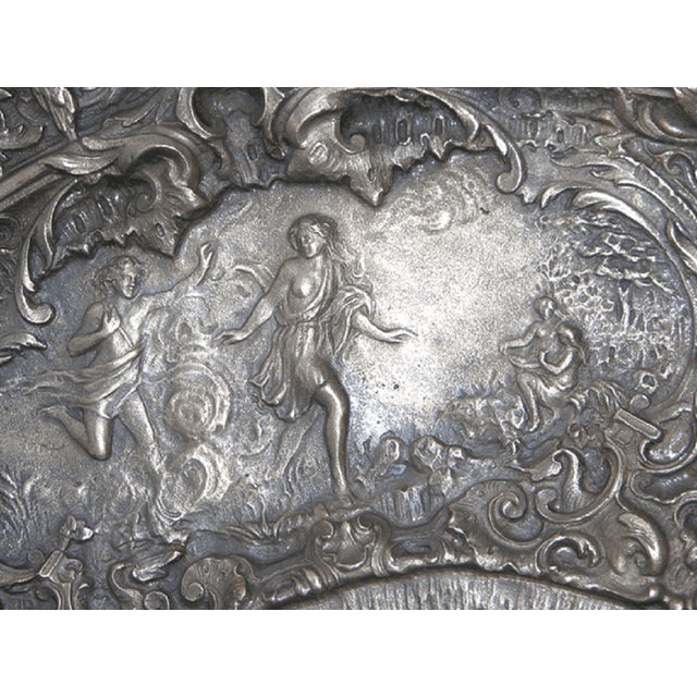Large Embossed Chiseled Bronze Plate Depicting Scenes from Aphrodite, 1890s-1910s For Sale - Image 10 of 15