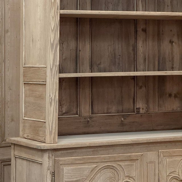 19th Century French Normandy Louis Philippe Period Stripped Pine Buffet À Deux Corps ~ Bookcase For Sale - Image 12 of 18