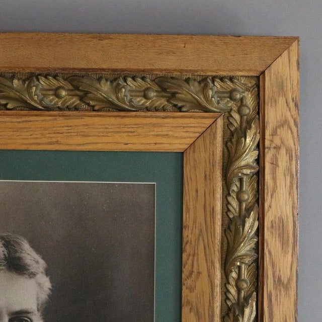 Antique Portrait Print of a Man in Oak and Gold Leaf Frame C1890 For Sale - Image 4 of 9