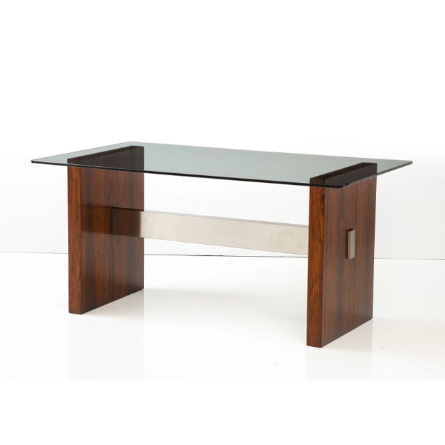 1970s Vladimir Kagan Rosewood and Aluminum Desk/Dining Table For Sale - Image 5 of 12