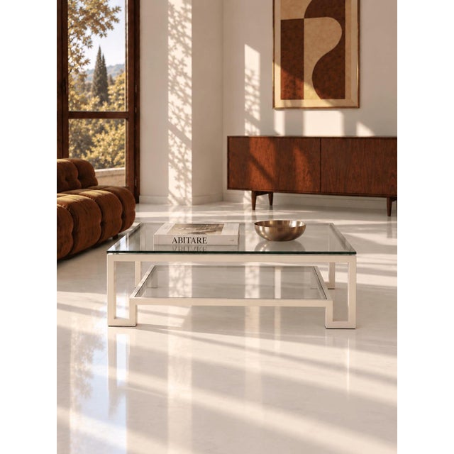 Coffee Table in Crystal with Briar and Brass, 1970s For Sale - Image 4 of 7