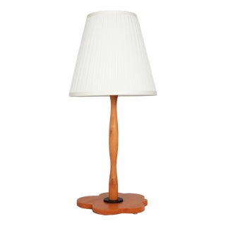 Large Vintage Table Lamp in Fabric and Wood, 1980s For Sale