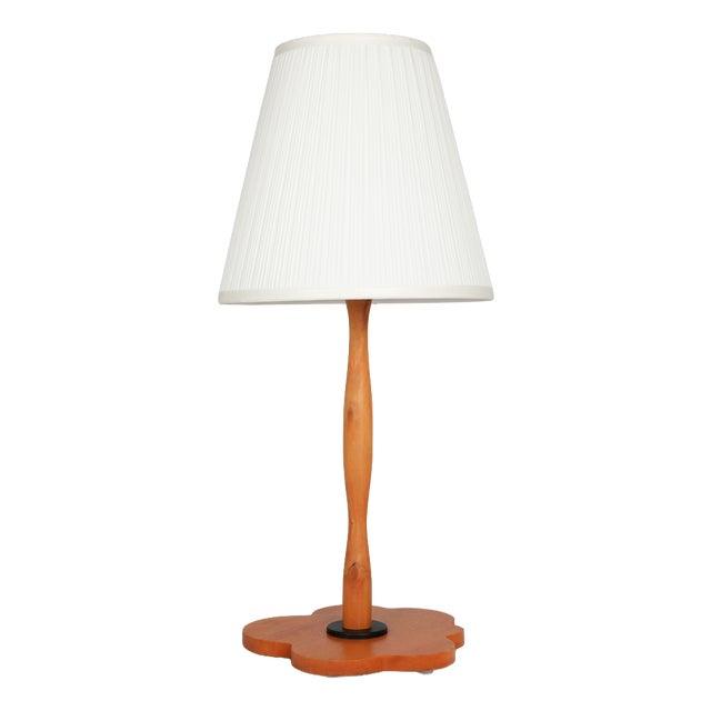 Large Vintage Table Lamp in Fabric and Wood, 1980s For Sale