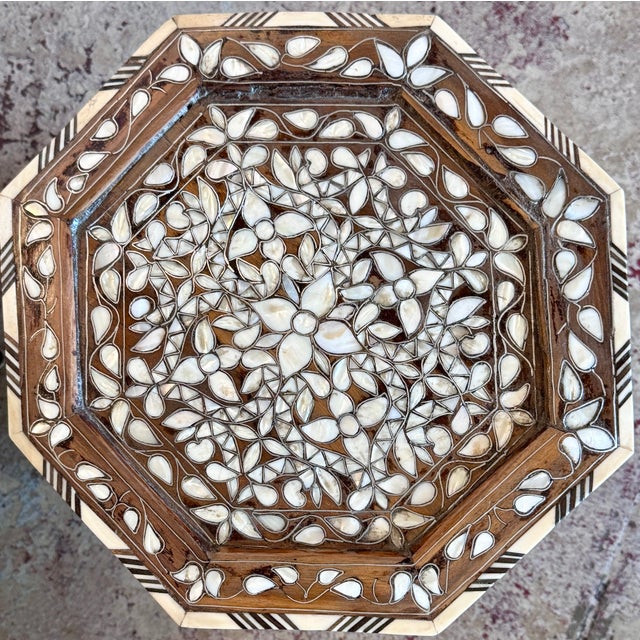 Mediterranean Antique Mid-19th Century Mother-of-Pearl Inlaid Octagonal Side Table For Sale - Image 3 of 7