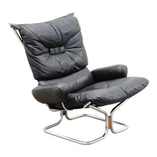 Falcon Leather Chair Mid Century Modern 1970s For Sale