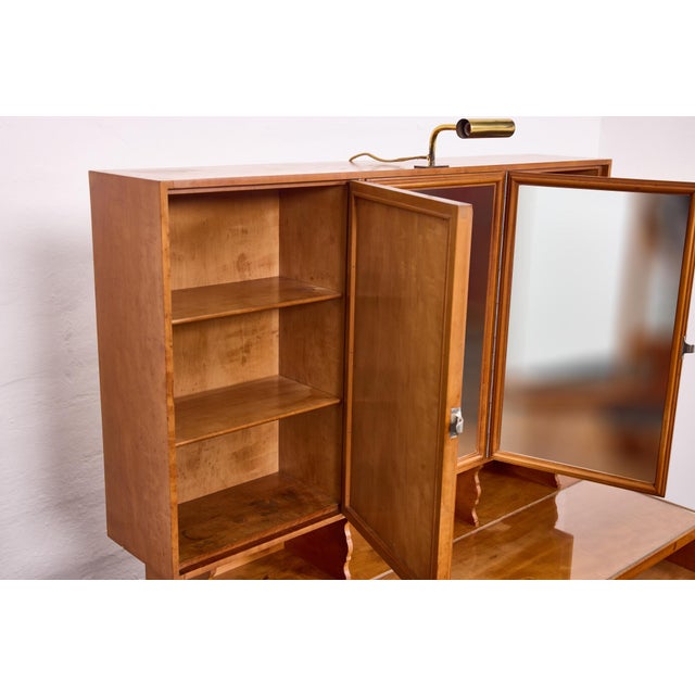 Brown Vanity Table in Cherrywood with Brass Nautical Pulls by Josef Frank, Vienna, Austria, 1930s For Sale - Image 8 of 18
