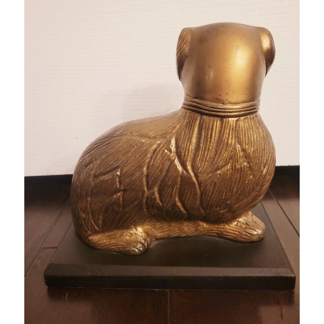 Brass Vintage Brass Staffordshire Dog Statue Room Decor For Sale - Image 8 of 10