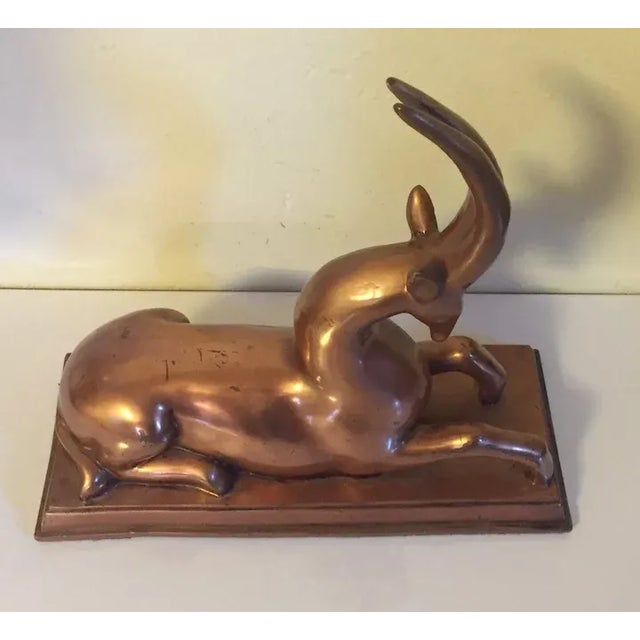 1920s 1920 Art Deco Copper Clad Gazelle or Deer Figure For Sale - Image 5 of 13