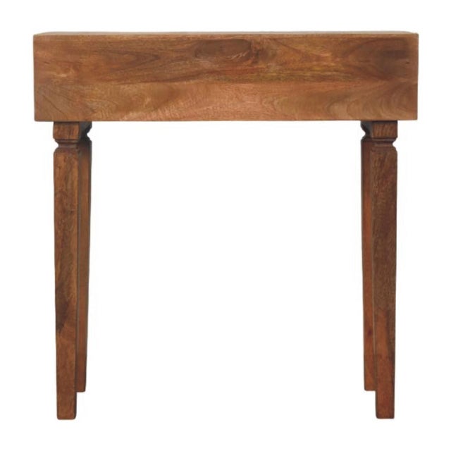 Wood Golden Teak-Finish Mango Wood Brass-Accent Console Table For Sale - Image 7 of 8
