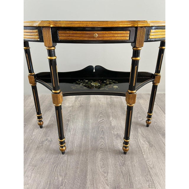 20th Century Louis XVI Style Painted Half-Moon Console For Sale - Image 9 of 12