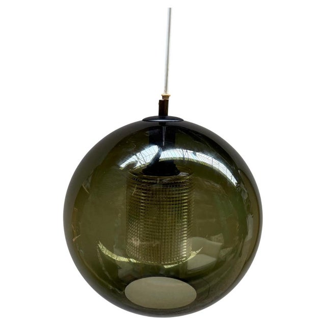 Round Green Glass Ceiling Lamp by Carl Fagerlund for Orrefors, 1967 For Sale - Image 3 of 8