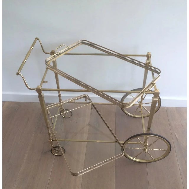 Metal 1940s Maison Jansen Neoclassical Style Brass Drinks Trolley with Removable Trays For Sale - Image 7 of 13