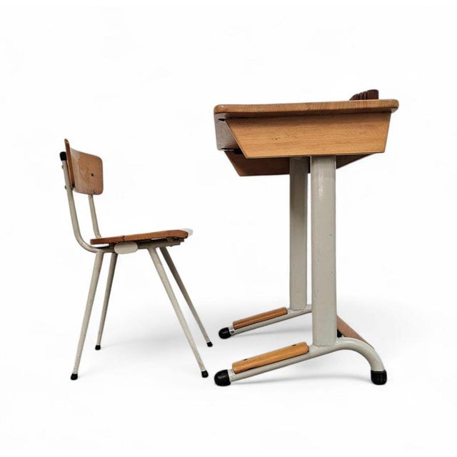 School Desk Set with Tapering Legs, 1960s, Set of 2 For Sale - Image 5 of 18