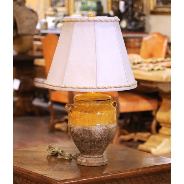 Bring warm Country French character to a bedroom, living room, or console table with this antique French confit pot table...