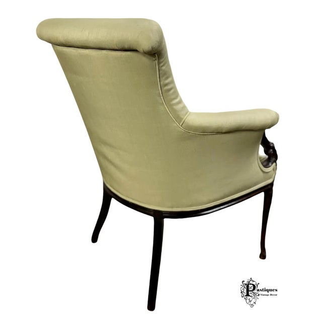 Vintage Heritage Directoire Style Mahogany Frame Green Silk Accent