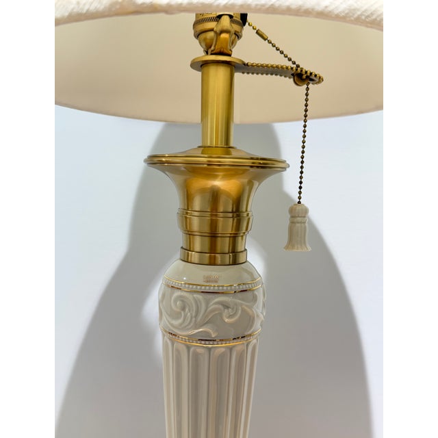1980s 1980s Lenox for Quoizel Ivory Porcelain & Satin Brass Neoclassical Table Lamp, 38.5"h ✨ For Sale - Image 5 of 10