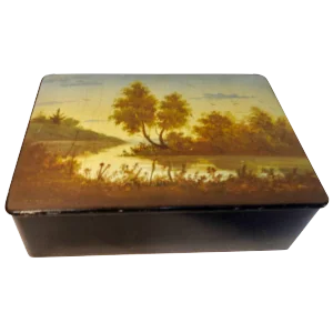 Hand-Painted Vintage Russian Lacquer Box, 1971