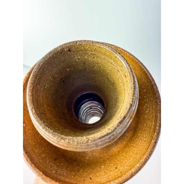 Ben Owen Sr Master Potter Candlesticks Pair Nc Pottery Tobacco Spit Glaze For Sale - Image 12 of 12