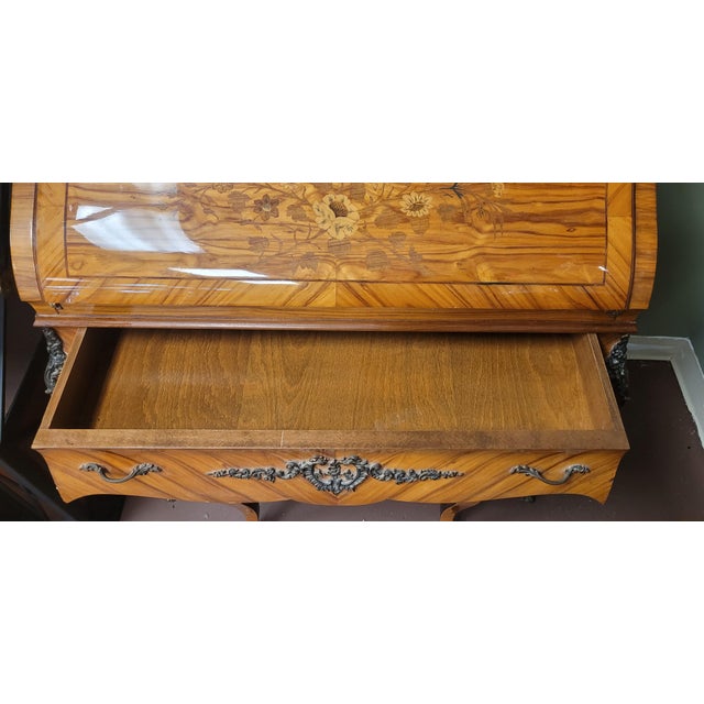 Fine Vintage Inlaid French Secretary Desk For Sale - Image 4 of 15