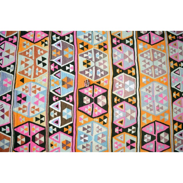 1960s 1960s Vintage Handmade Turkish Kilim Rug Hot Pink - 5′10″ X 8′2″ For Sale - Image 5 of 11