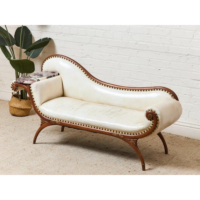 Early 20th Century Vintage Antique Settee With Marble Side Table For Sale - Image 5 of 12